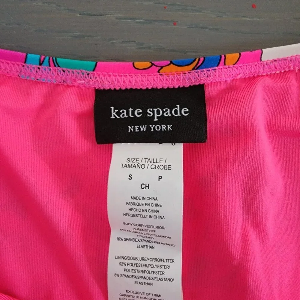 Kate Spade New York Printed Cinch Front Balconette Top Bikini Bottom Swimsuit S